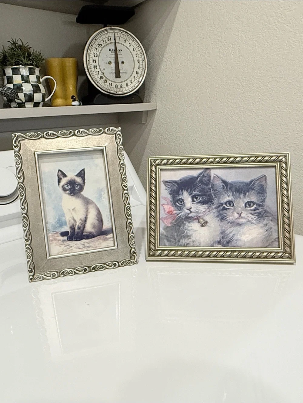 2 Vintage Silver Frames with Cat Pictures